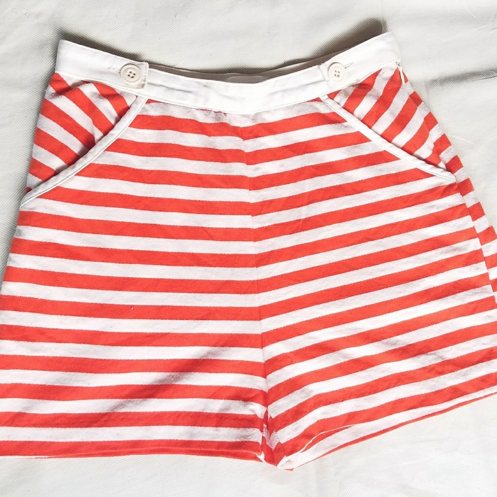 Orange and cream striped shorts